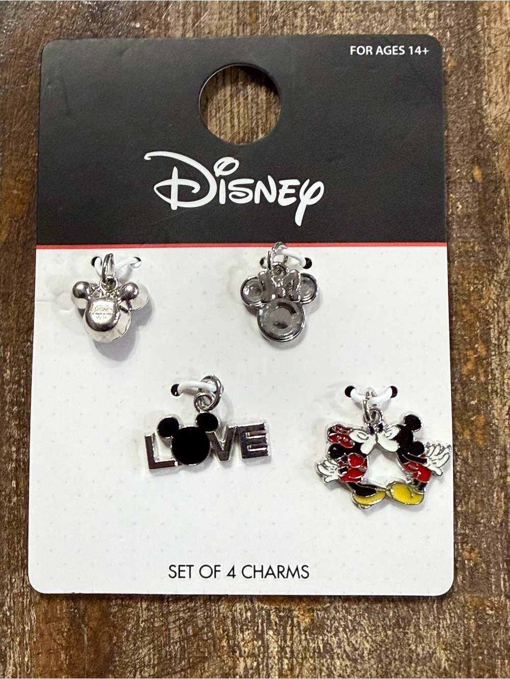 Disney Minnie Mickey Mouse Charm Set of 4 Silver Tone EUC